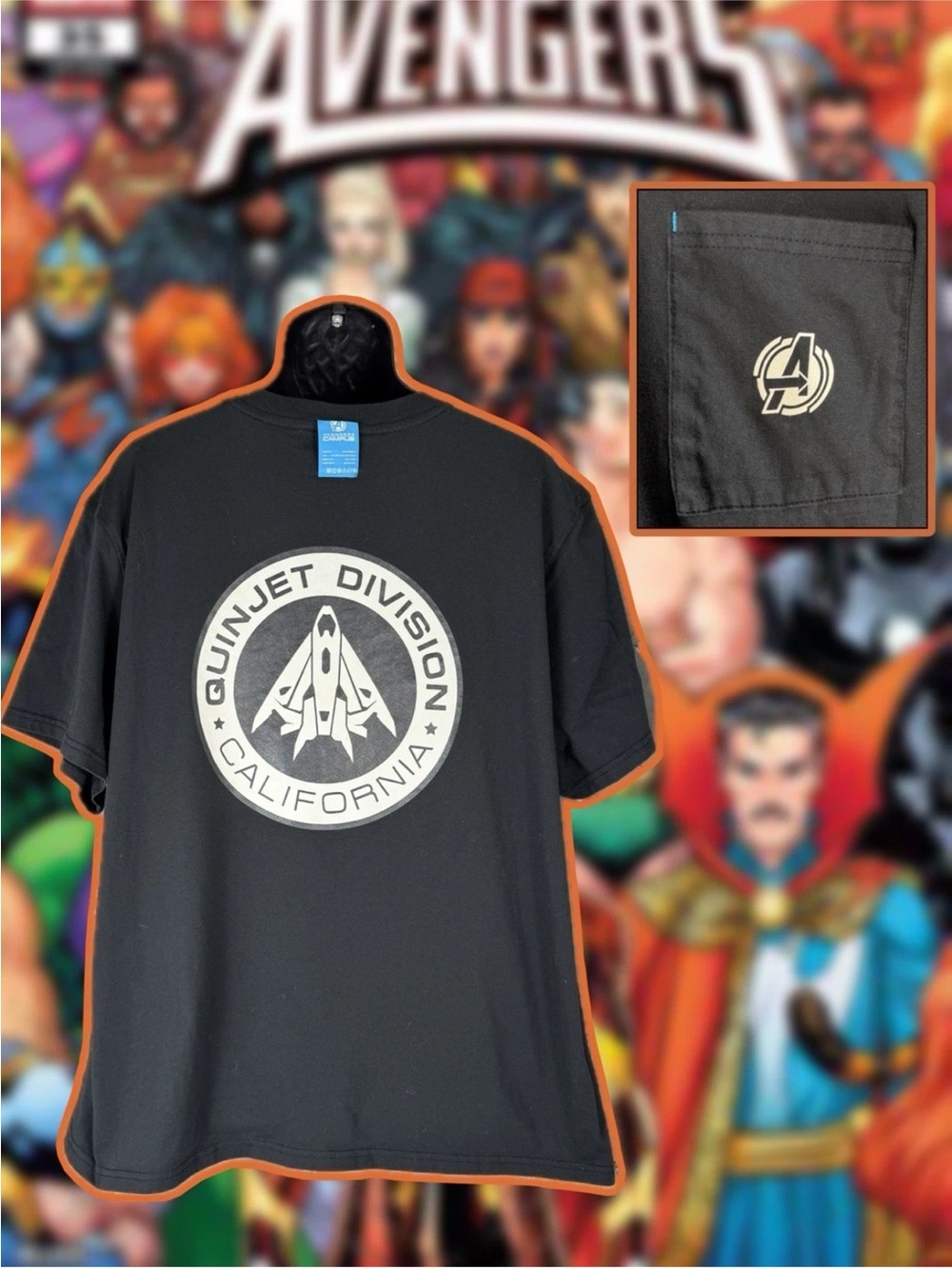 Disneyland Marvel's Avengers Campus Quinjet Division Pocket Black Tee Men’s 3XL